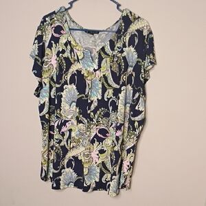Navy Floral Women's Blouse